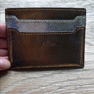 J. Crew Bronze and Silver Credit Card Holder Distressed Leather